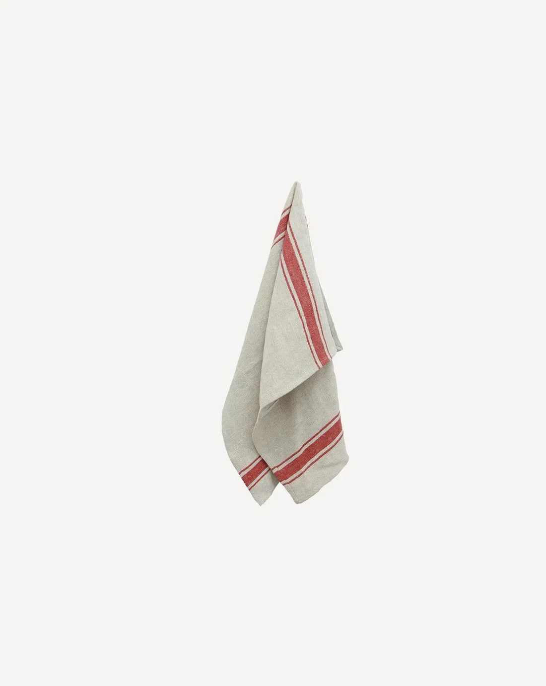 French Country Collections Classic Stripe Tea Towel Natural &amp; Red