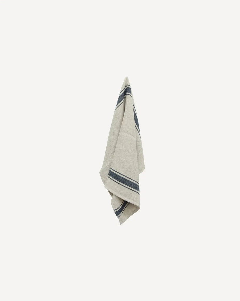 French Country Collections Classic Stripe Tea Towel Natural & Navy