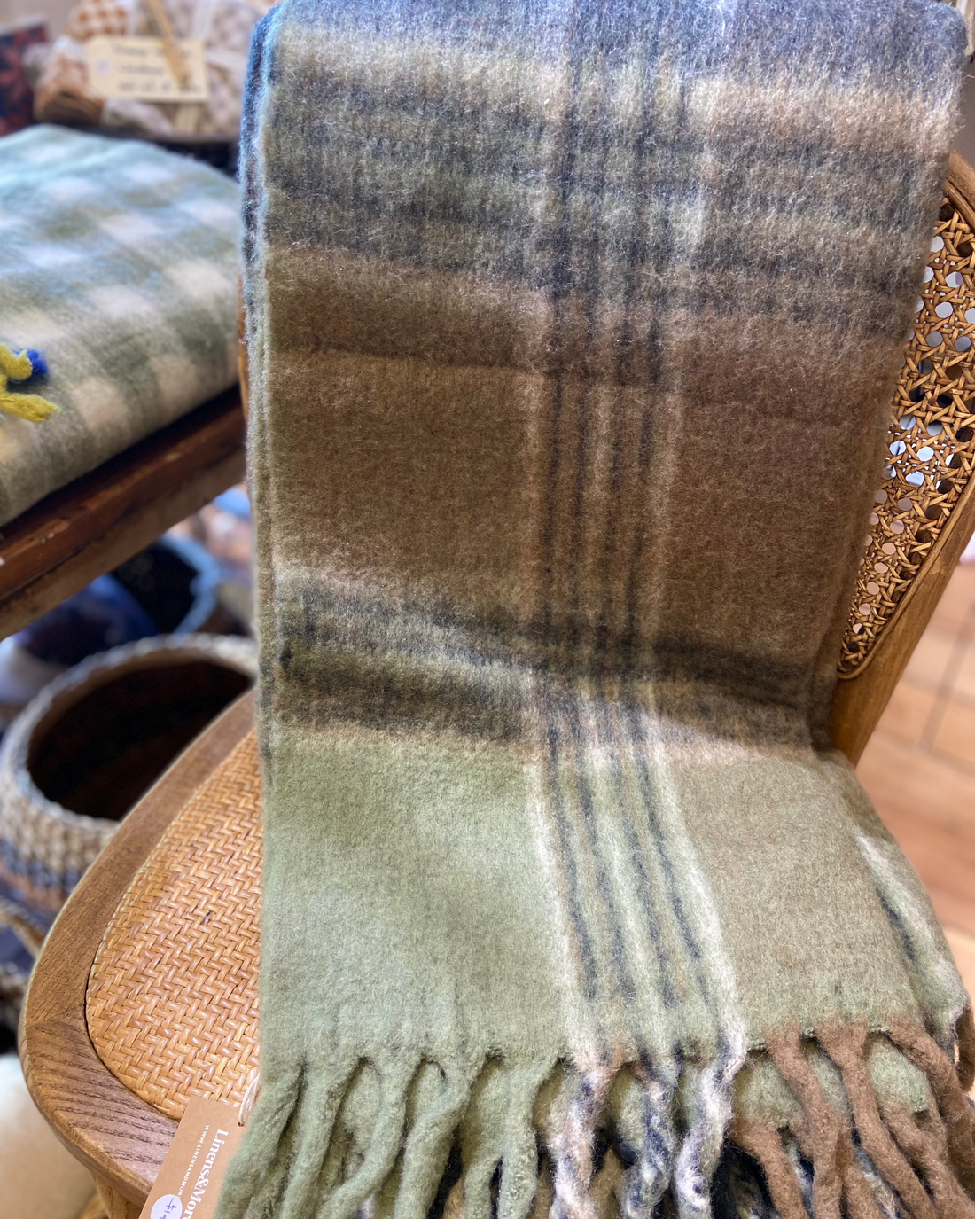 Linens &amp; More Bliss Wool Mohair Blend- olive green