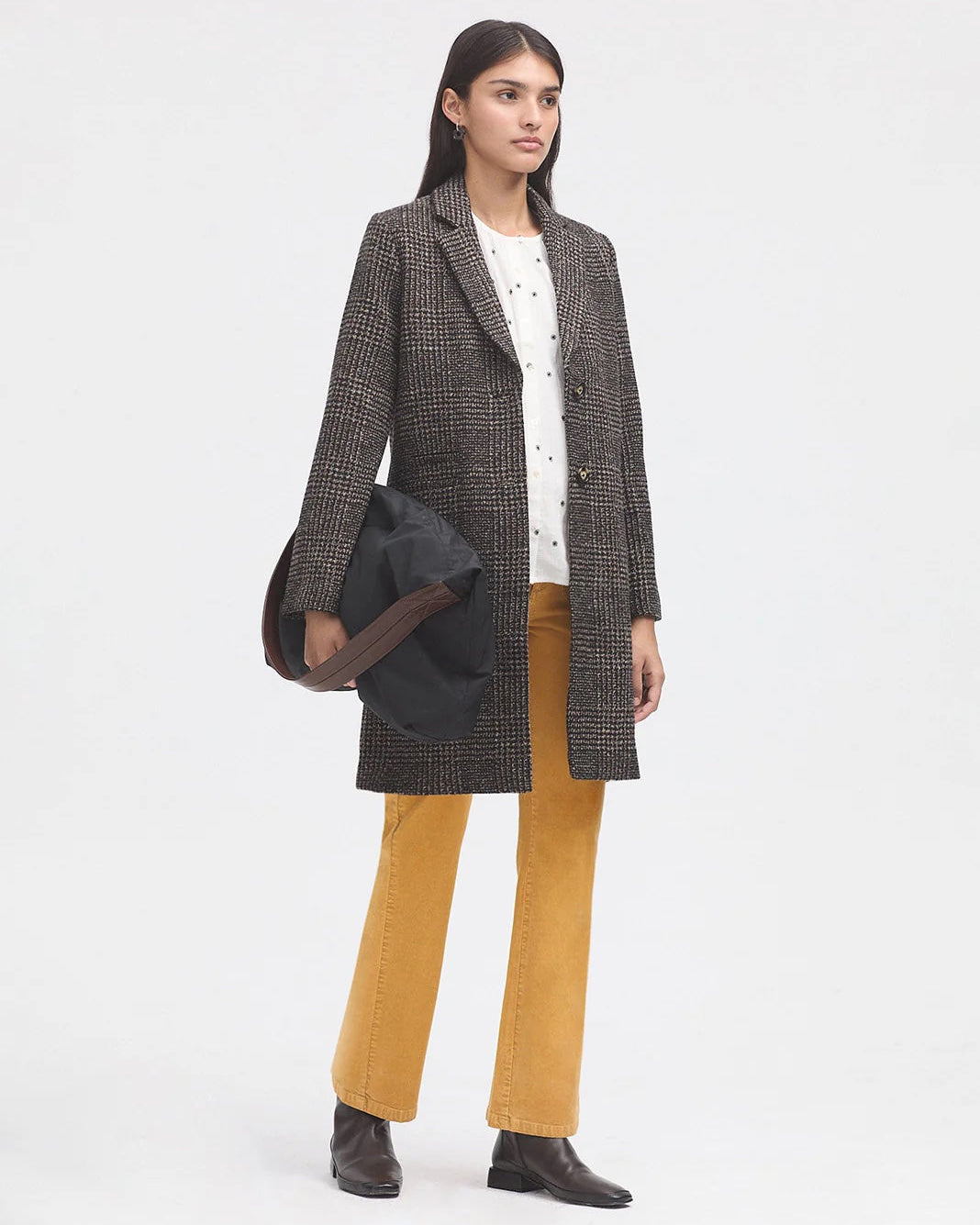 Nice Things Paloma S. Herringbone Tailor Coat- Black