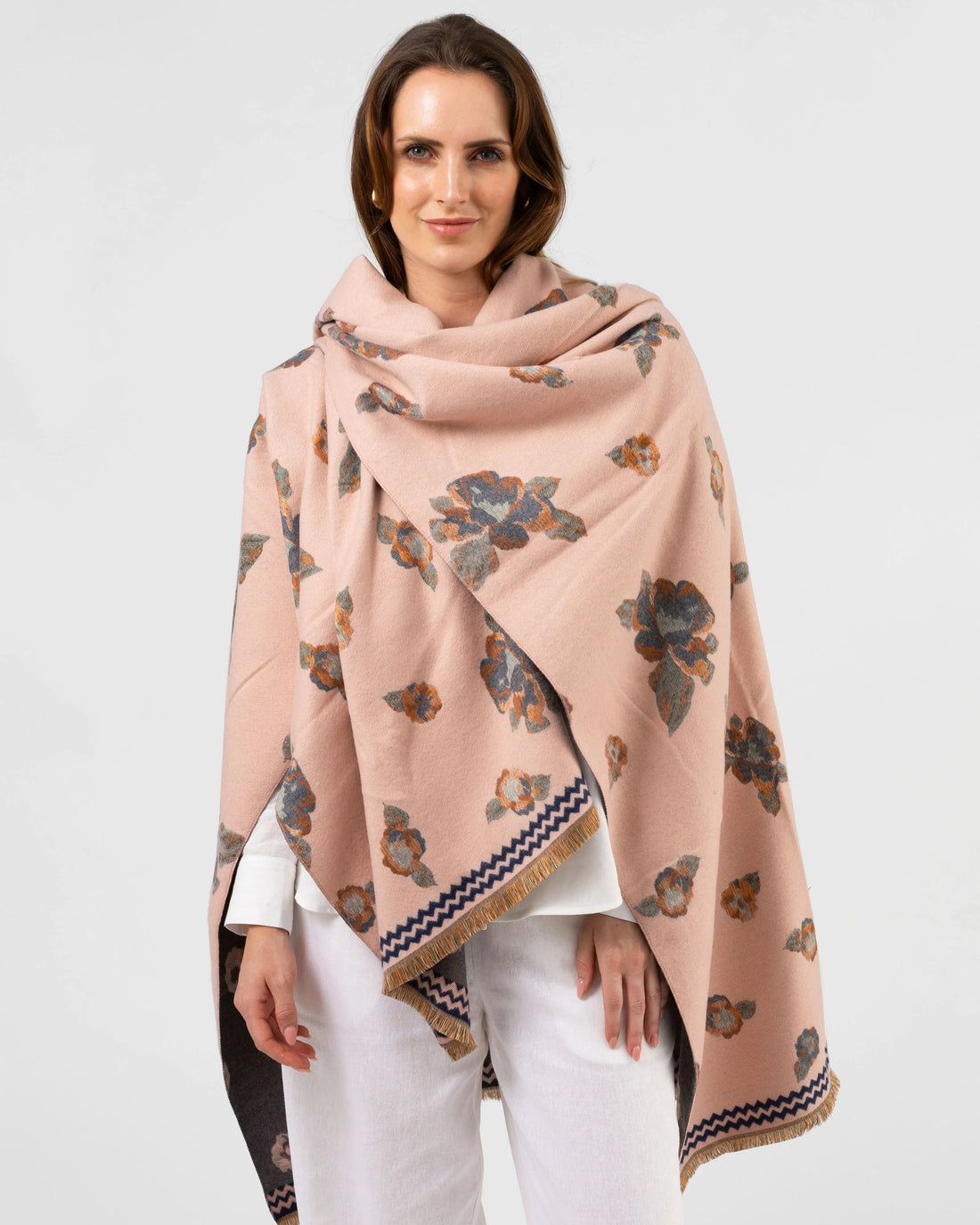 Stella+Gemma Poncho Style Scarf- Blush Floral