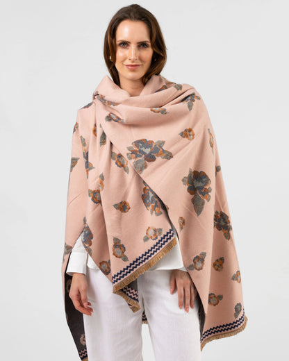 Stella+Gemma Poncho Style Scarf- Blush Floral