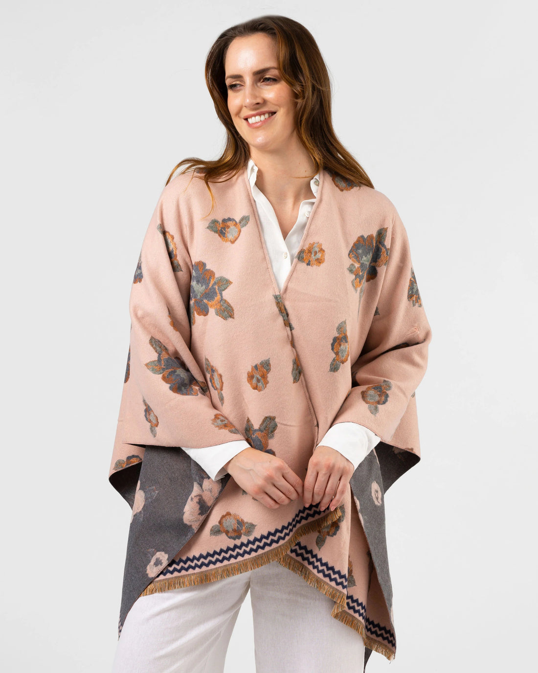 Stella+Gemma Poncho Style Scarf- Blush Floral