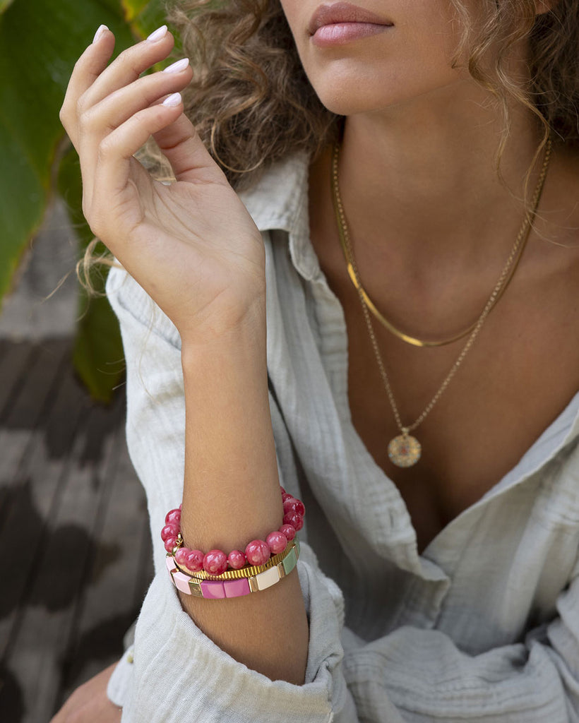 A&C Oslo Wild Nature Red and Lilac Tones Bracelet- Raspberry