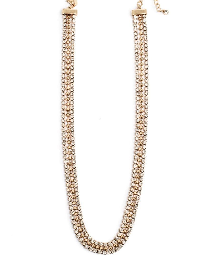 A&amp;C Oslo Short chain with three rows, crystals
