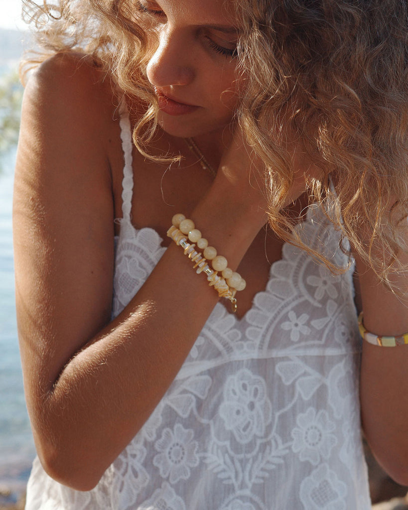 A&C Oslo Wild Nature Yellow Tones Bracelet- Yellow Jade