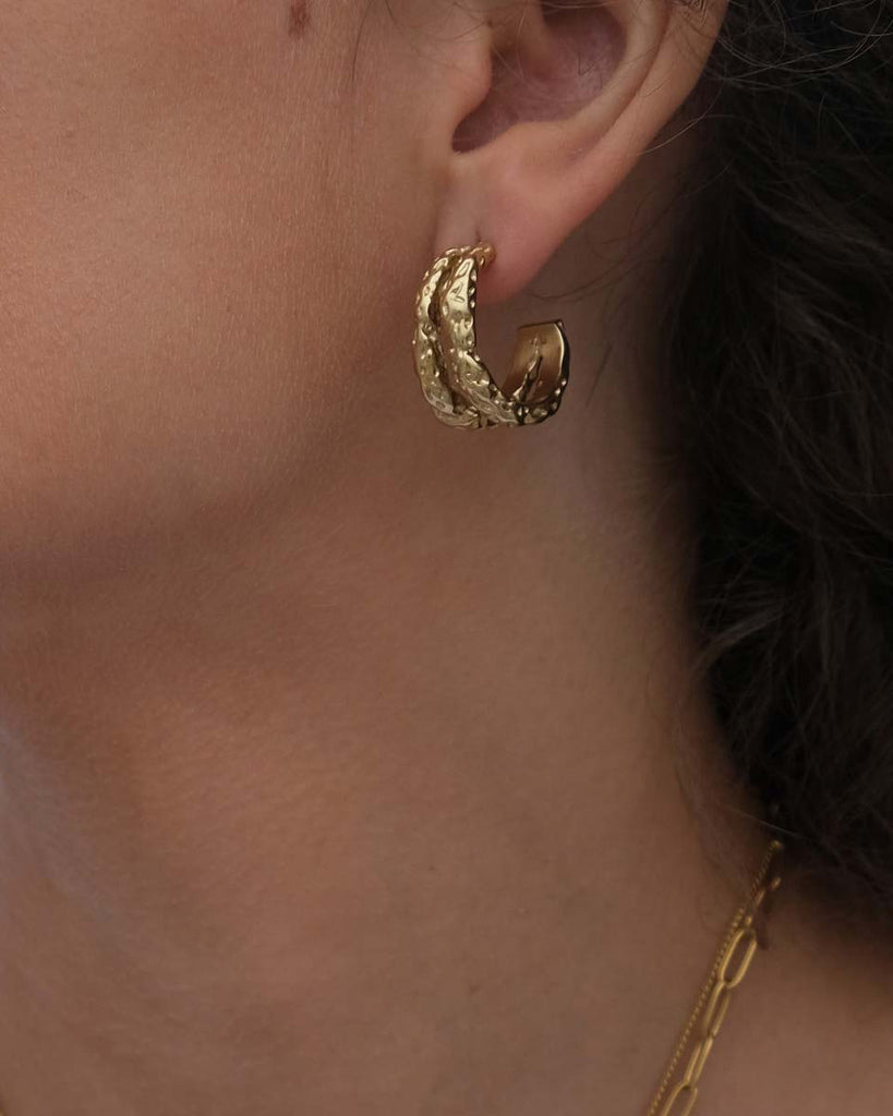 A&C Oslo Wide earrings, Steel Raw - gold