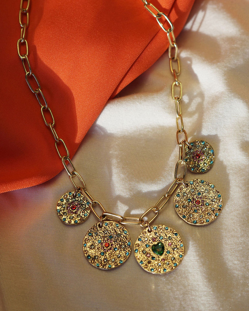 A&C Oslo Vibrance Charms Necklace- gold