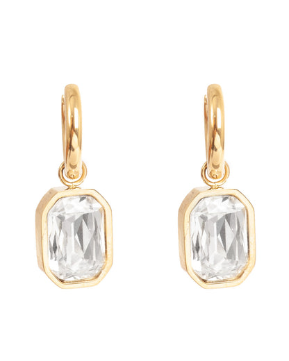 A&amp;C Oslo Steel Statement Earrings -crystal stone