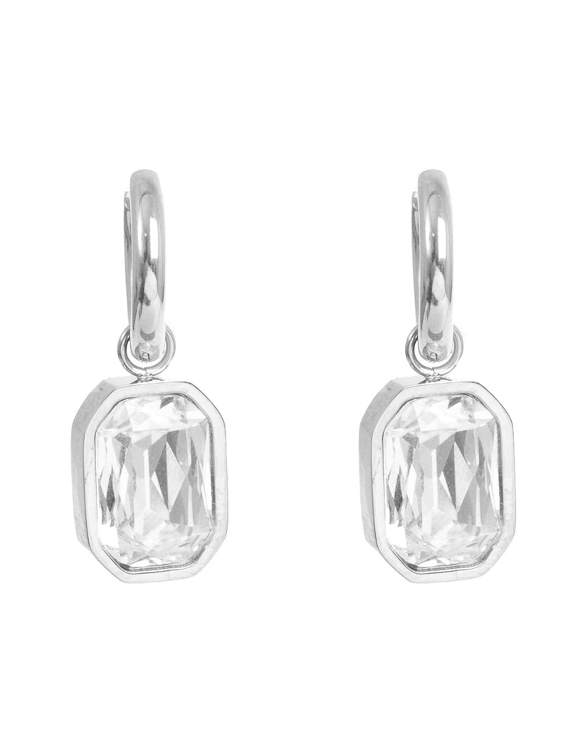 A&C Oslo Steel statement earrings - crystal stone