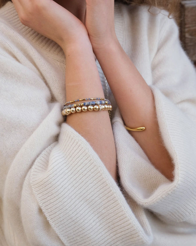 A&C Oslo Bracelet with balls and crystals- gold