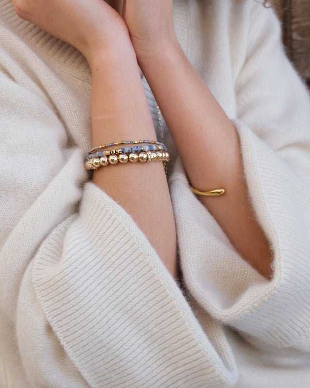 A&amp;C Oslo Signature Bracelet with Balls and Crystals- gold
