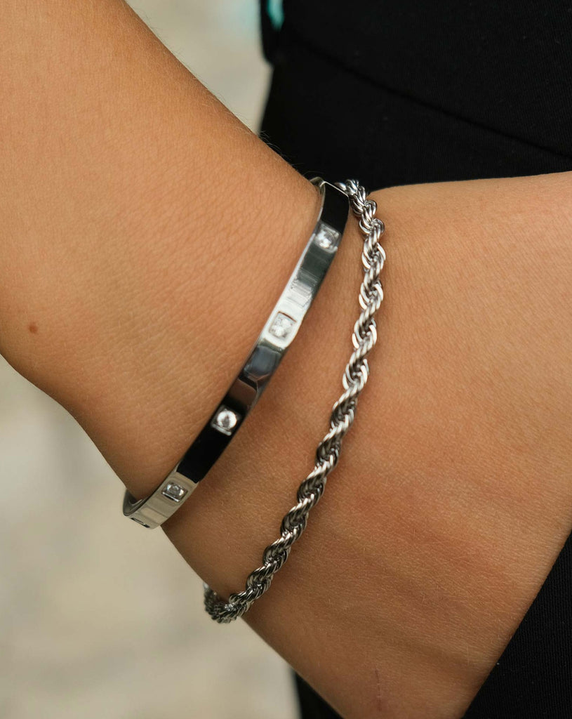 A&C Oslo Bangle with cubic zirconia - steel