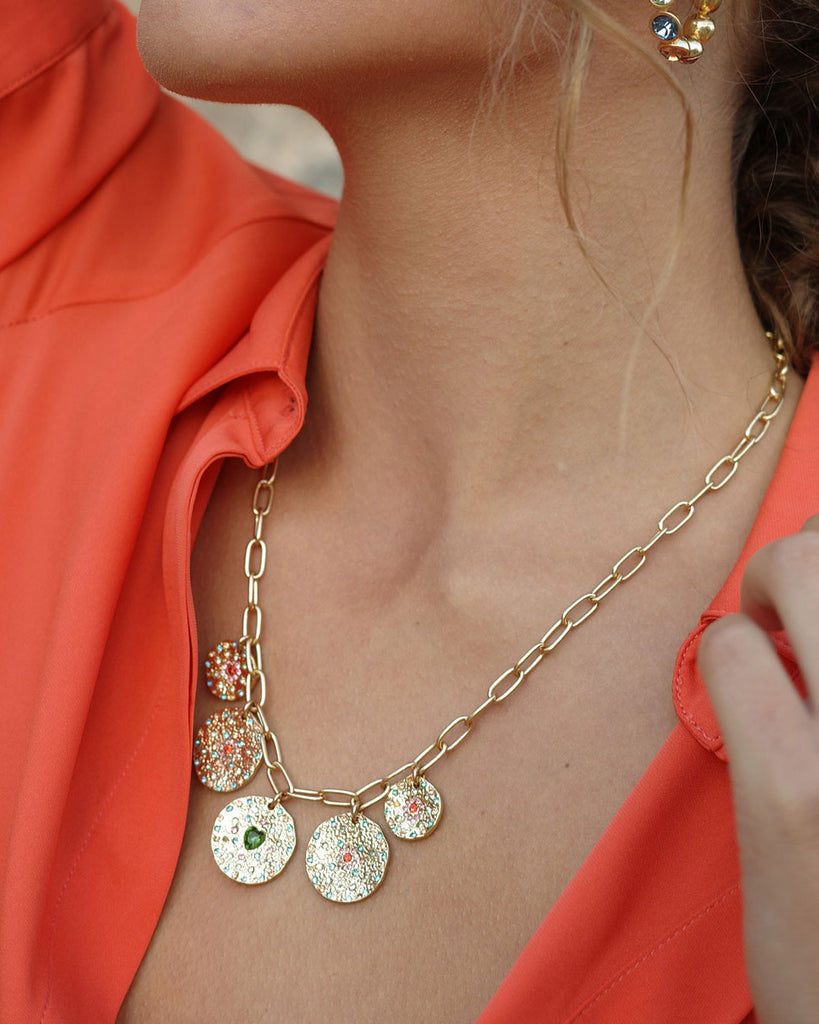 A&C Oslo Vibrance Charms Necklace- gold