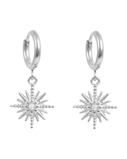 A&amp;C Oslo Small hoops with sparkling star- silver