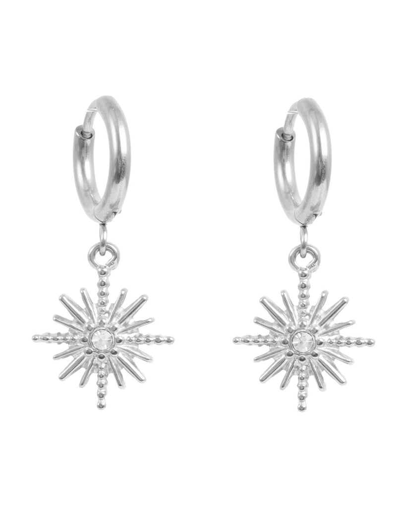 A&C Oslo Small hoops with sparkling star- silver