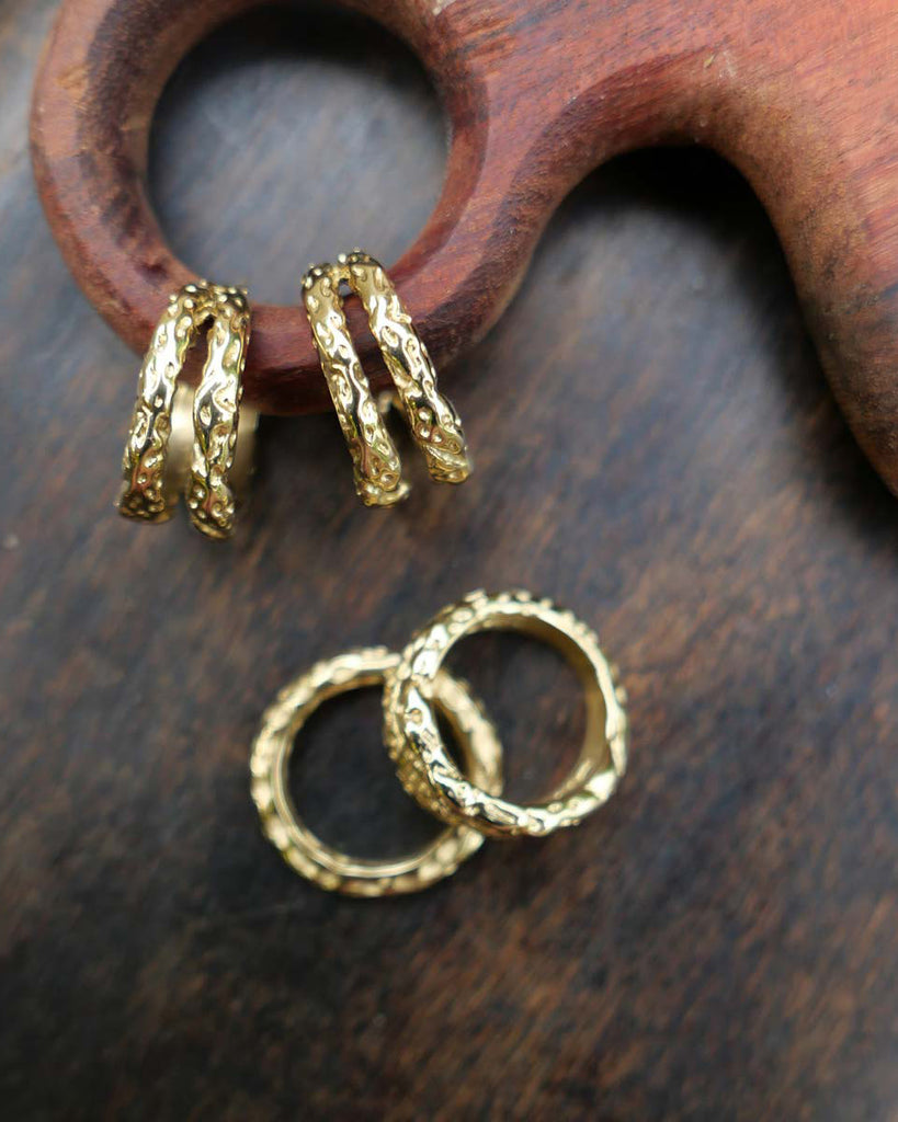 A&C Oslo Wide earrings, Steel Raw - gold