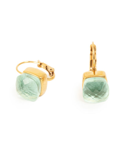 A&amp;C Oslo Steel Glass Earrings - Aquamarine