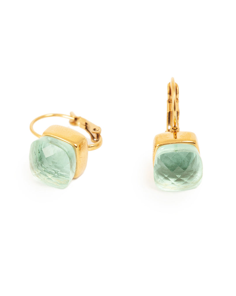 A&C Oslo Steel Glass Earrings - Aquamarine