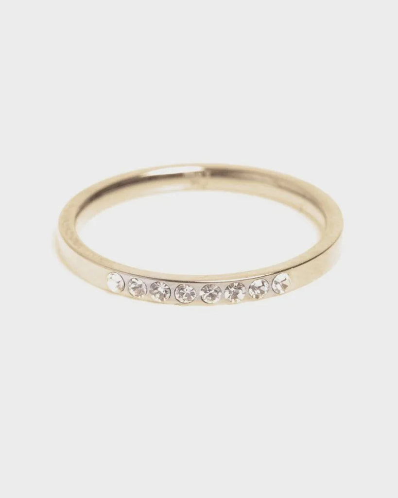 A&C Oslo Pure Steel Thin Ring with Crystals - Gold