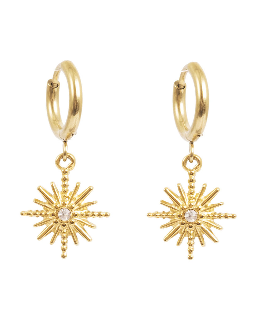 A&C Oslo Small hoops with sparkling star- gold