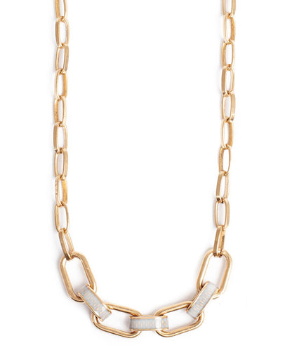 A&amp;C Oslo Jungle Fever Necklace- pale gray &amp; gold