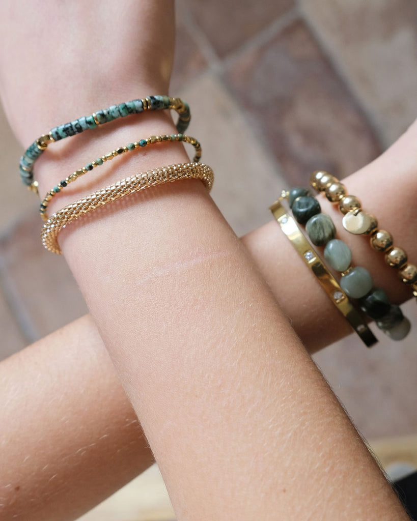 A&C Oslo Wild Nature Miniature Shiny Green Bracelet- gold