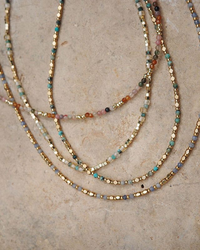 A&C Oslo Wild Nature Miniature Shiny Green Necklace- gold