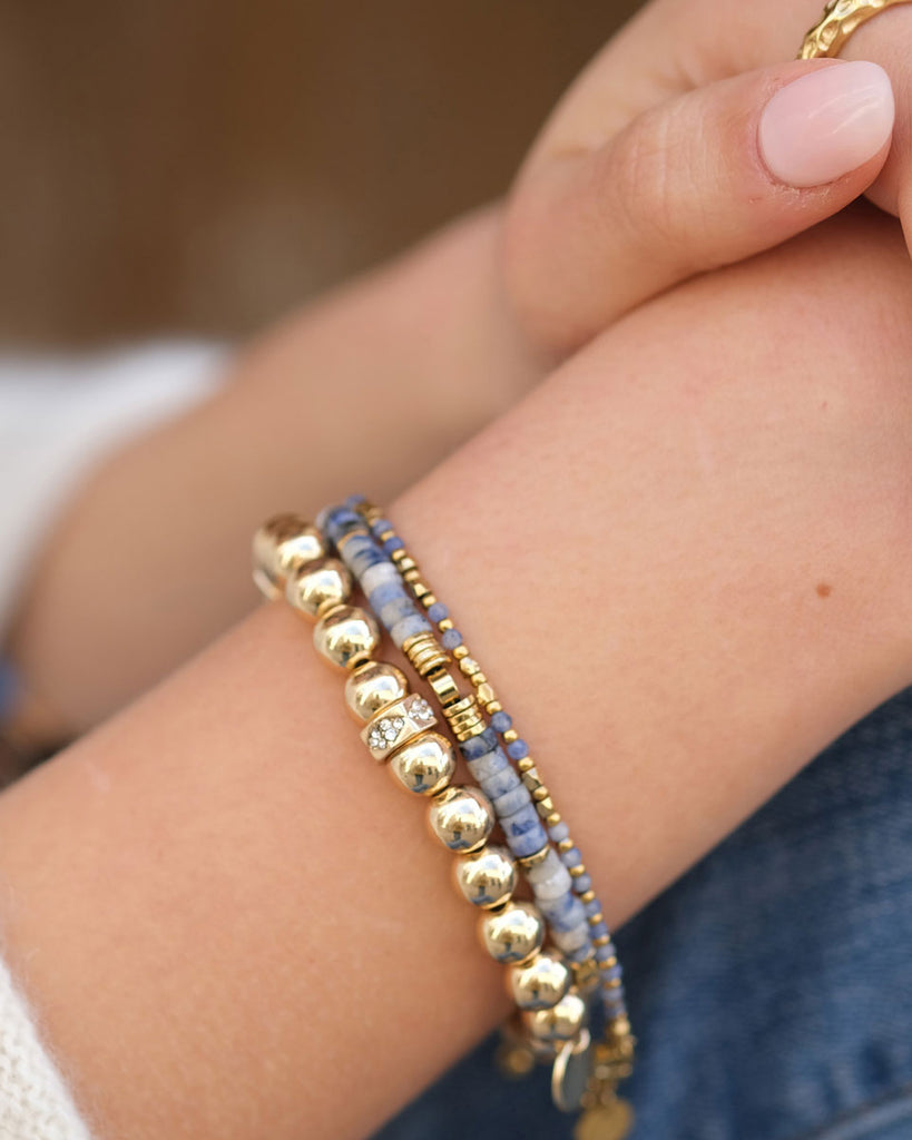 A&C Oslo Bracelet with balls and crystals- gold