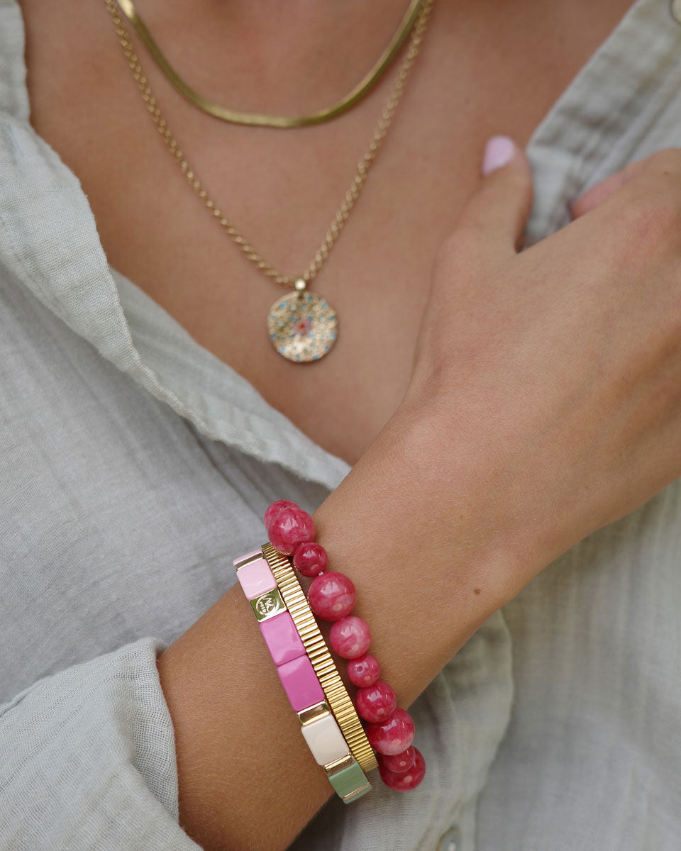 A&amp;C Oslo Wild Nature Red and Lilac Tones Bracelet- Raspberry