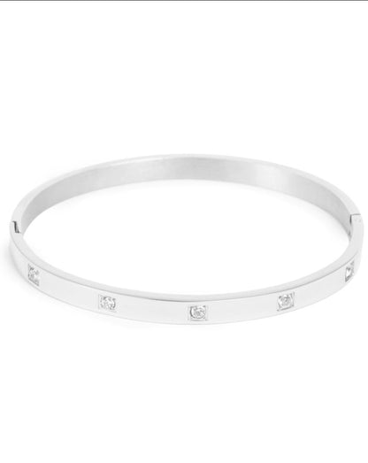 A&amp;C Oslo Bangle with cubic zirconia - steel