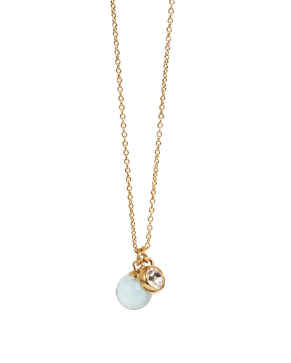 A&amp;C Oslo Pure Steel Aquamarine Glass Ball Necklace-gold