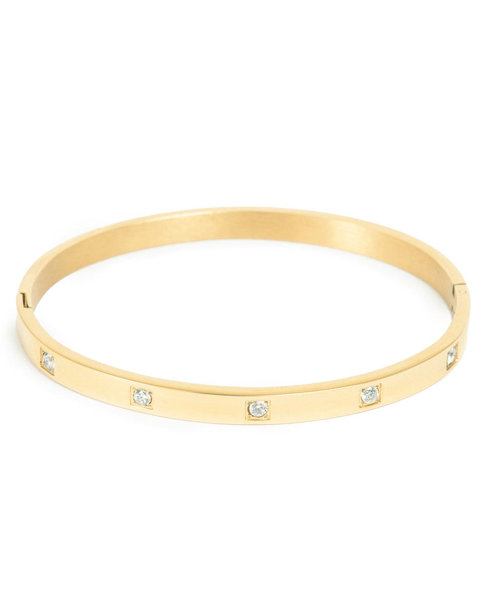 A&amp;C Oslo Bangle with cubic zirconia - gold