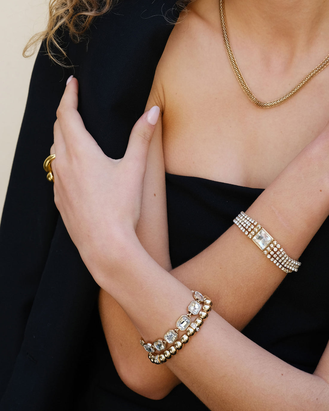 A&amp;C Oslo Long Statement Bracelet- gold