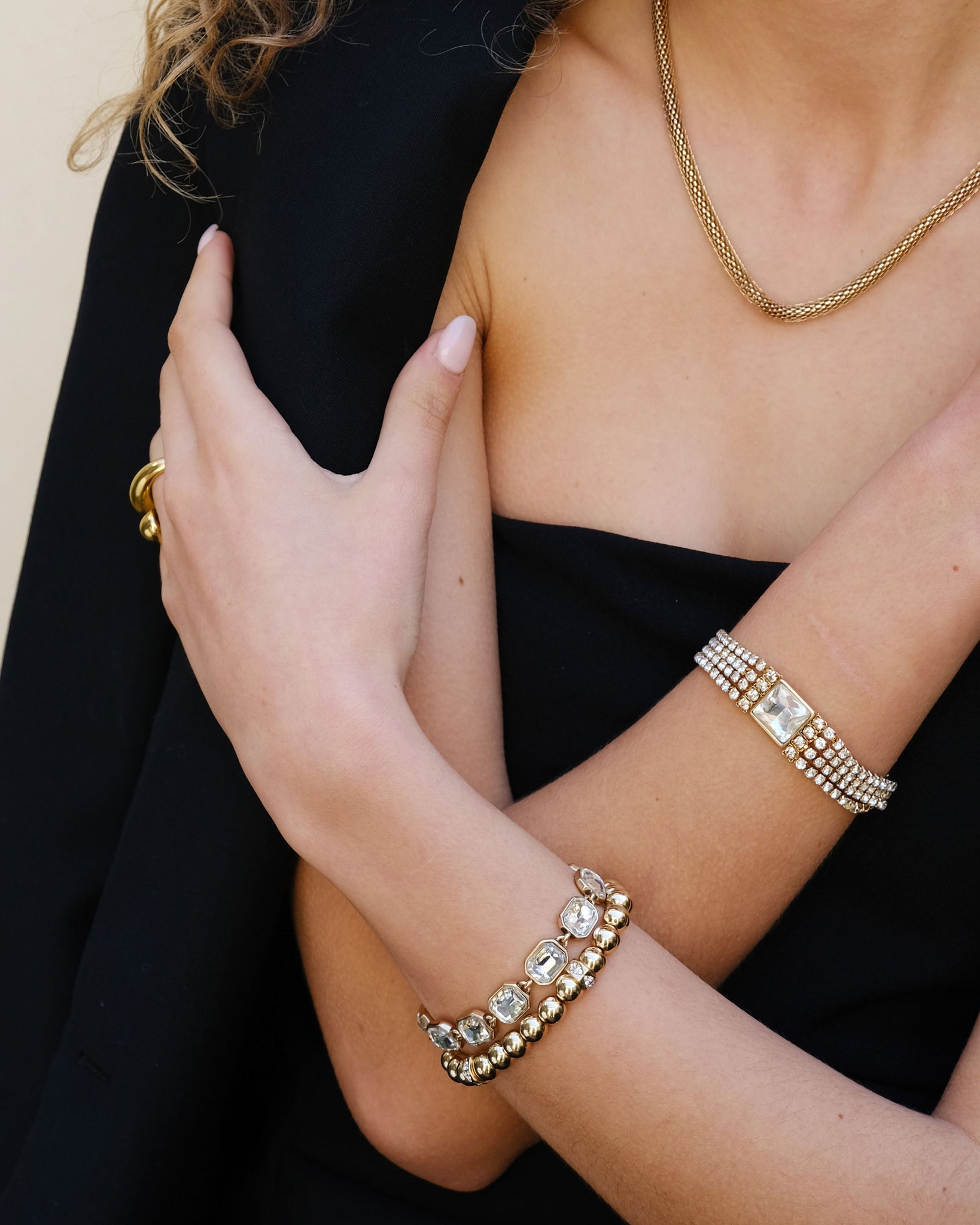 A&amp;C Oslo Long Statement Bracelet- gold
