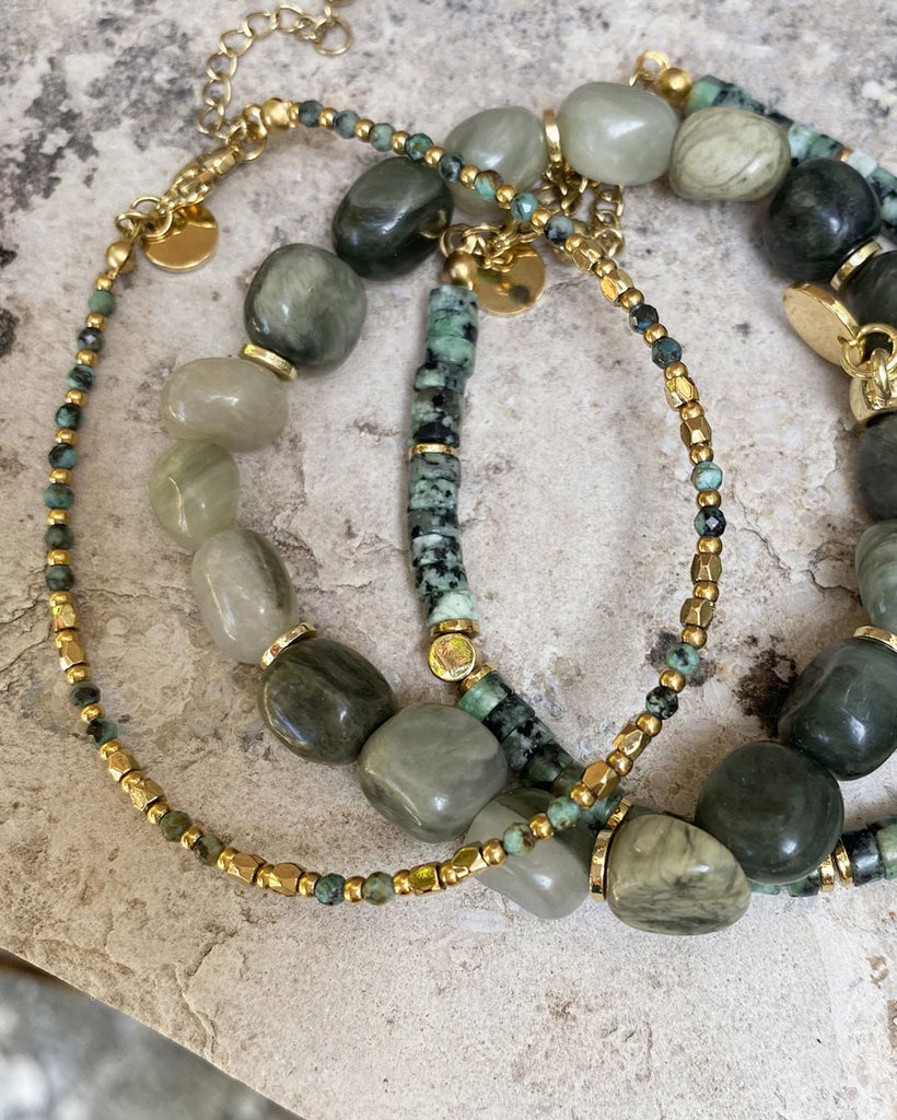 A&C Oslo Wild Nature Miniature Shiny Green Bracelet- gold