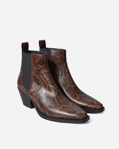 Everlane The Western Boot Snakeskin-brown