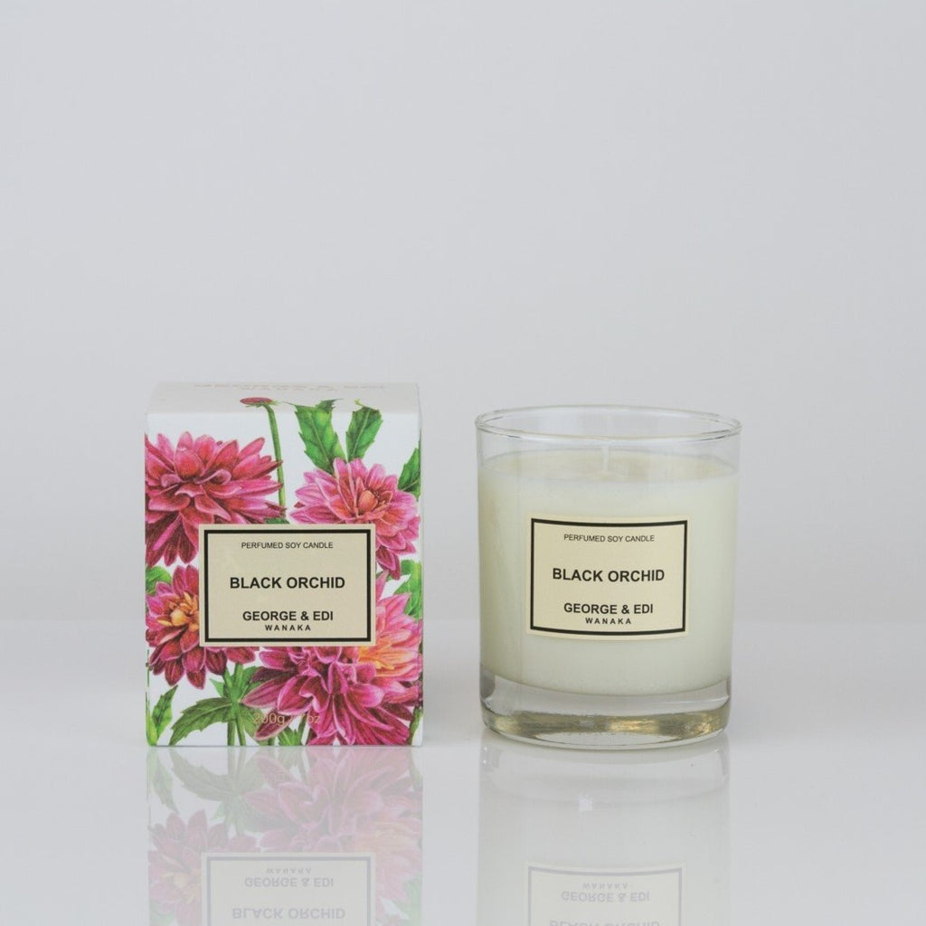 George & Edi candle black orchid fragrance NZ candle maker soy wax handpoured