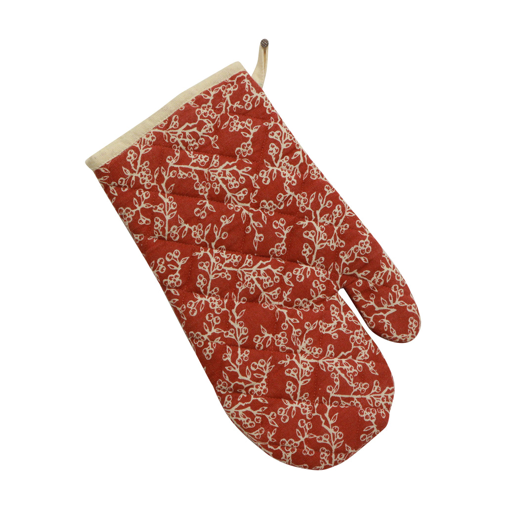 French Country Collections Christmas Quilted Oven Mitt - Dark Cherry