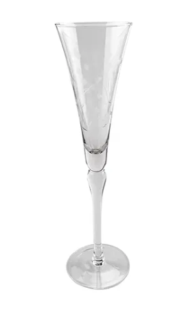 French Country Collections Floral Etched - Clear Champagne Glass Set of 4