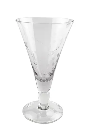 French Country Collections Floral Etched - Clear Short Wine Glass Set of 4
