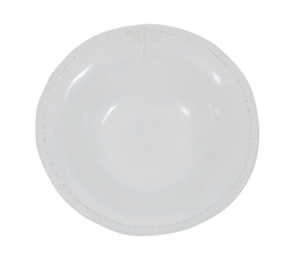 French Country Collections Dragonfly Stoneware White Salad Bowl - Small