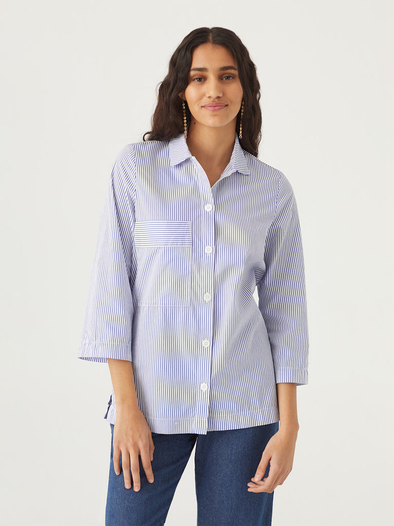 Nice Things by Paloma S. Striped Oversized Shirt - Blue