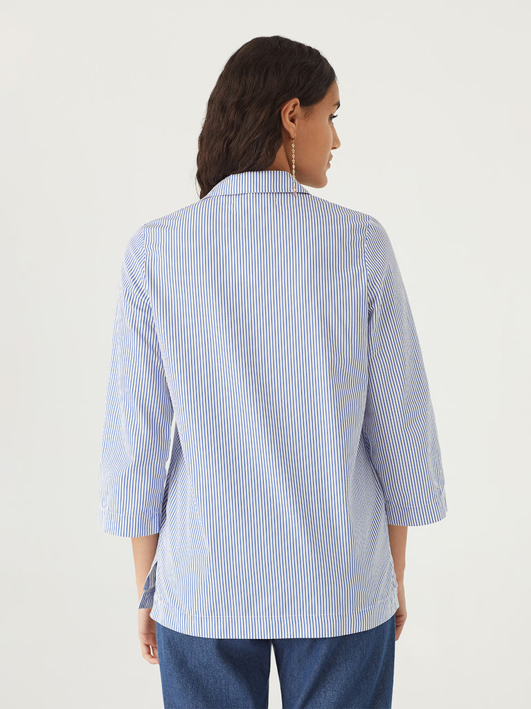 Nice Things by Paloma S. Striped Oversized Shirt - Blue