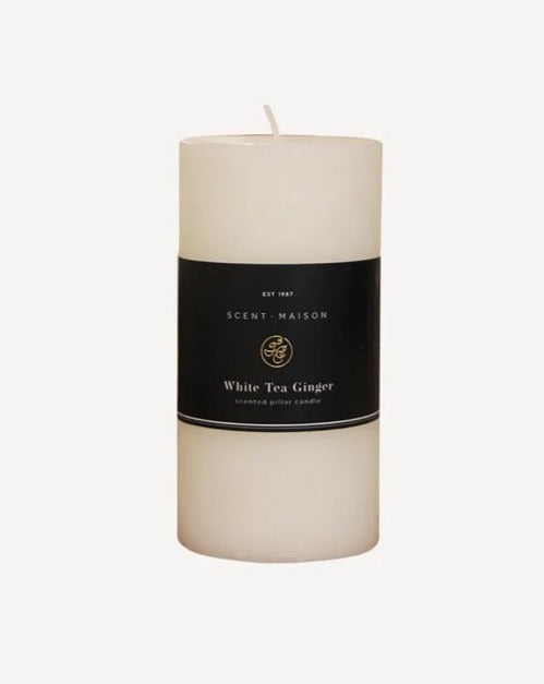 French Country Collections Maison Pillar Candle  - White Tea Ginger
