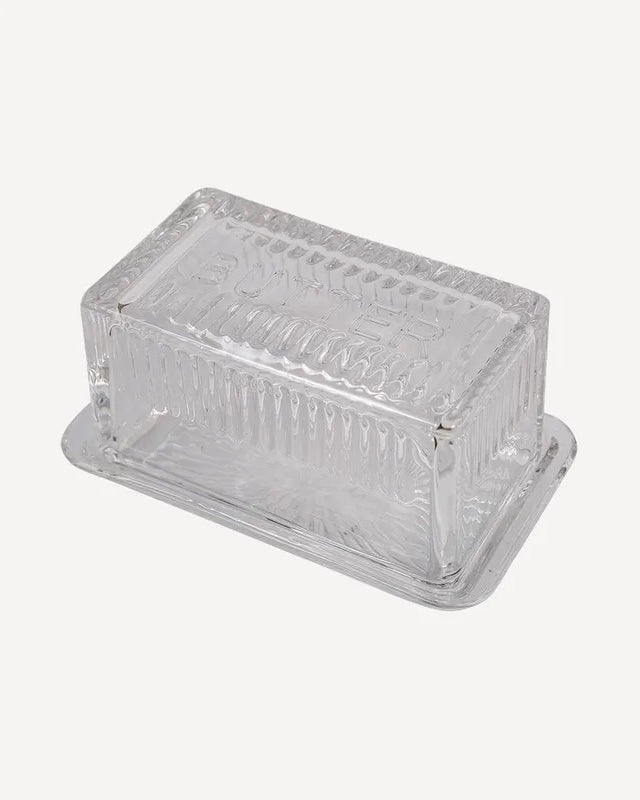 French Country Collections Butter Dish - clear glass
