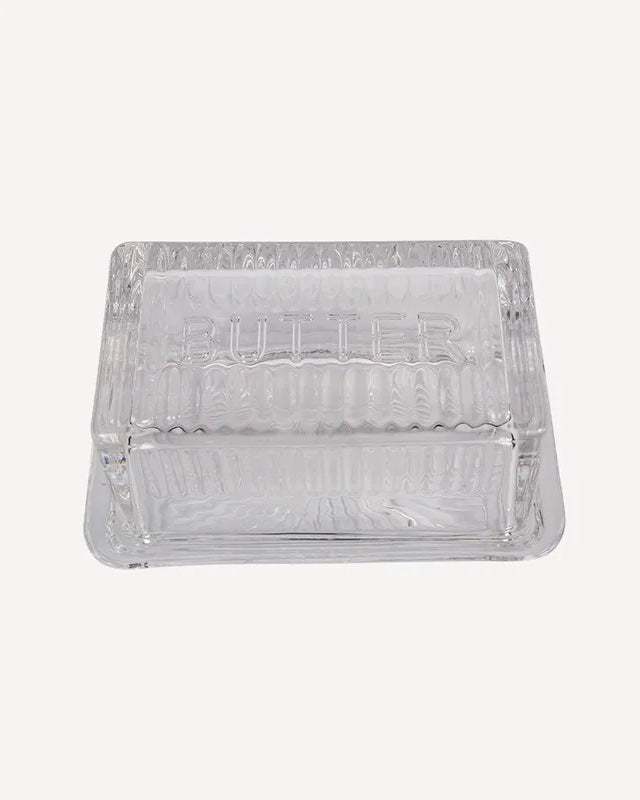 French Country Collections Butter Dish - clear glass