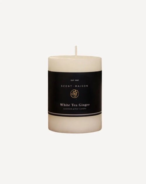 French Country Collections Maison Pillar Candle  - White Tea Ginger